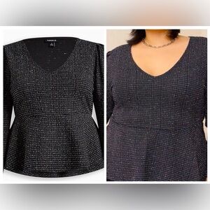 NWT torrid peplum top- rainbow and sophisticated sparkle